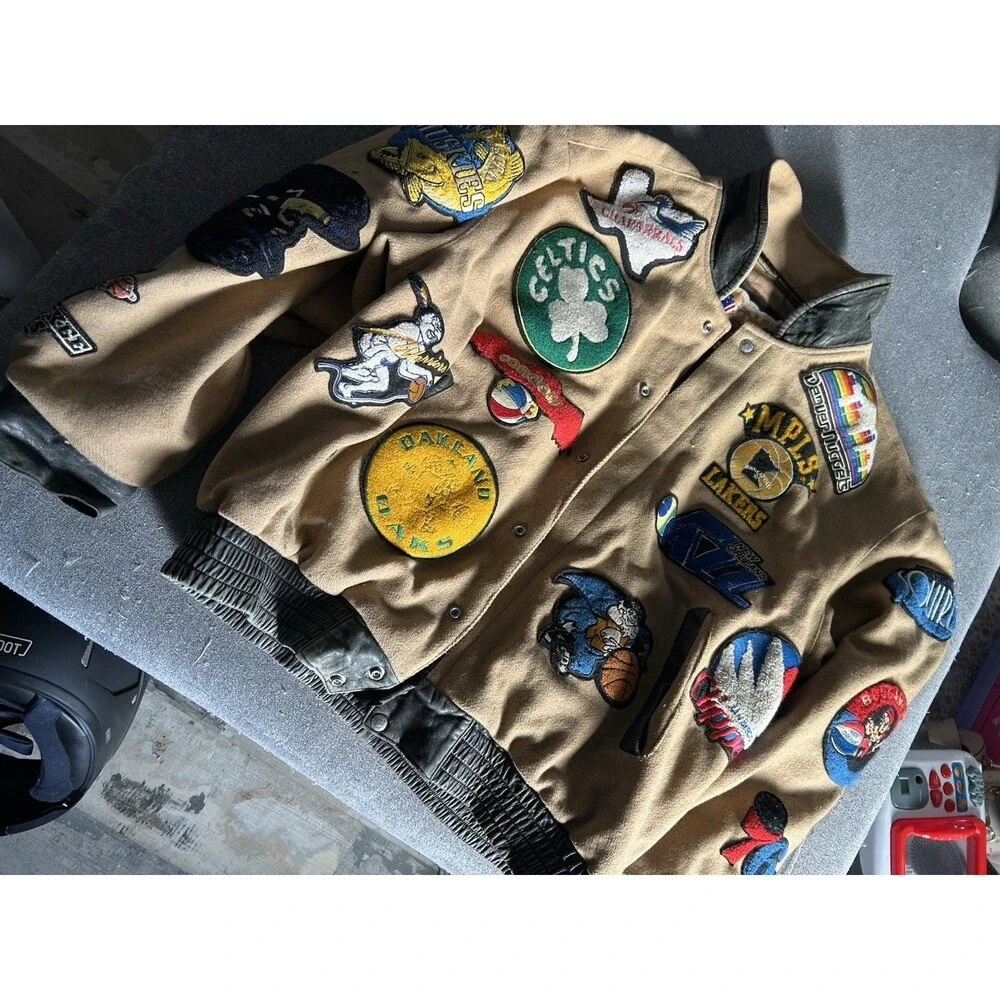 Vinatage Jeff Hamilton Wool NBA Patch Bomber Jacket Varsity